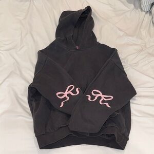Edikted Black Hoodie with Pink Bow Accents